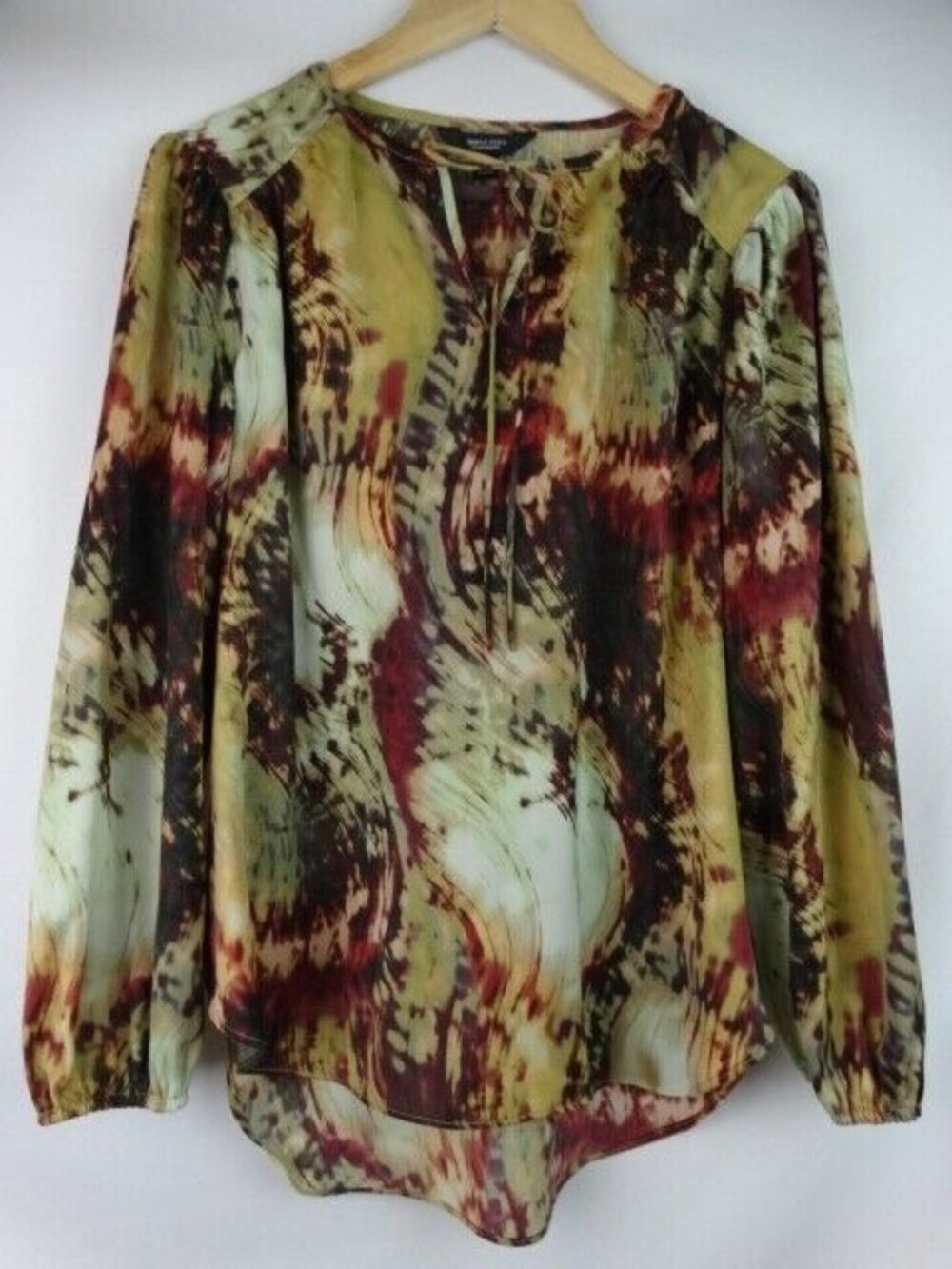 Simply Vera Vera Wang Top Women's Size Small Key Hole Long Sleeve Blouse Shirt